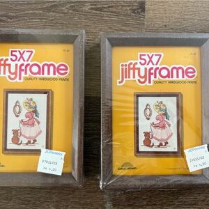 New 5x7 Jiffy Brown Wood Photo Frame Set